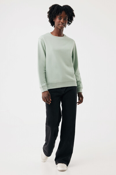 IQONIQ Toria Unisex mikina s okrúhl. výstrihom z rec. bavlny - Iceberg Green / XL