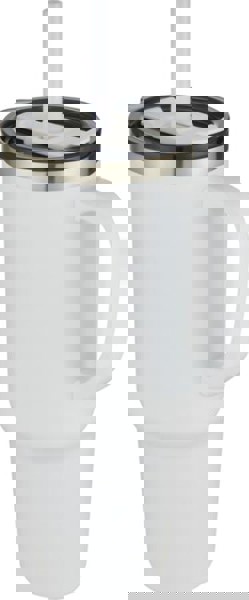 Caneca isolada a vácuo com palhinha de cobre com certificação RCS de parede dupla de 1200 ml "Sydney" - Branca 