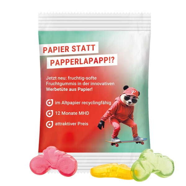 Mini bag 15g, foil white, Trolli fruit jelly gums bicycle