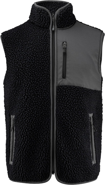 Men's Sherpa Fleece Vest "Two-Tone" James Harvest | Kingsley Fleece Vest Men - Black / 4XL