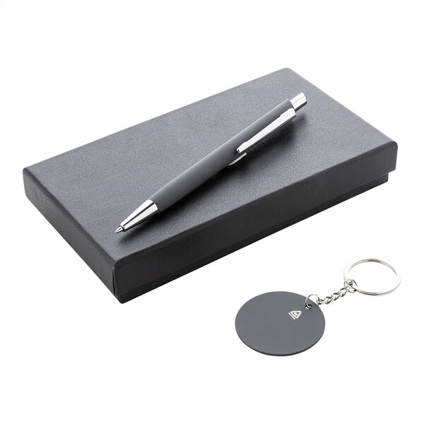 Pen And Keyring Set Miroset - Dark Grey