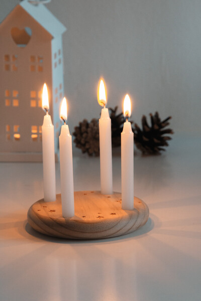 Malý drevený adventný veniec 4 - Vianoce
