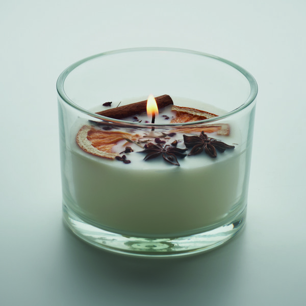 Glass candle citrus scent, 300 gr, 50h burn time