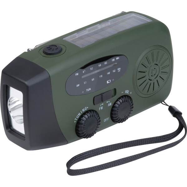 Hand-crank emergency radio BENEDETTA - Dark Green