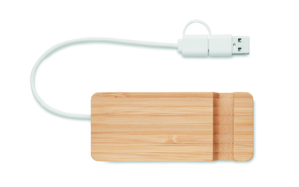 Bamboo USB 4 ports hub Hubstand