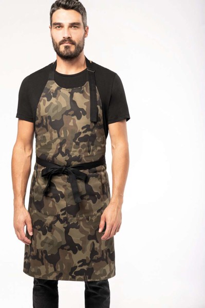 Pamučna pregača s džepom - Olive Camo