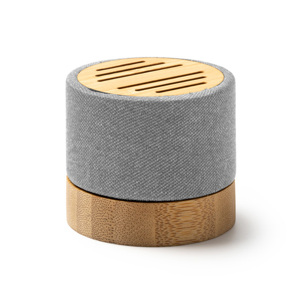 Personalised wireless speaker in bamboo and RPET fabric 3W with Bluetooth 5.0