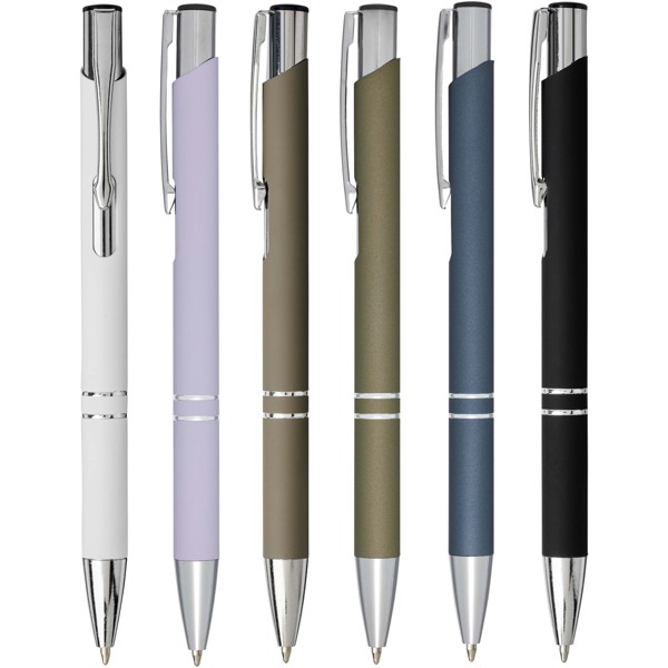 Stylo bille rétractable doux au toucher Moneta (encre noire) - Bleu hale