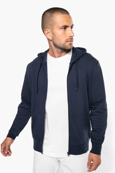 Men's Eco-Friendly Hooded Sweatshirt With Zip Fastening - Black / S