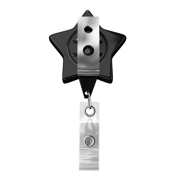 Retractable badge reel in star shape with logo - Black