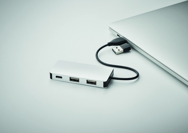Hub USB a 3 porte Hub-C - Argento