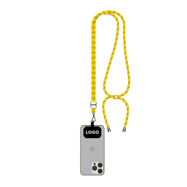 Cordon en Polyester recyclé (rPET) crossbody  pour téléphone portable - Jaune vif / Accessoires en argent
