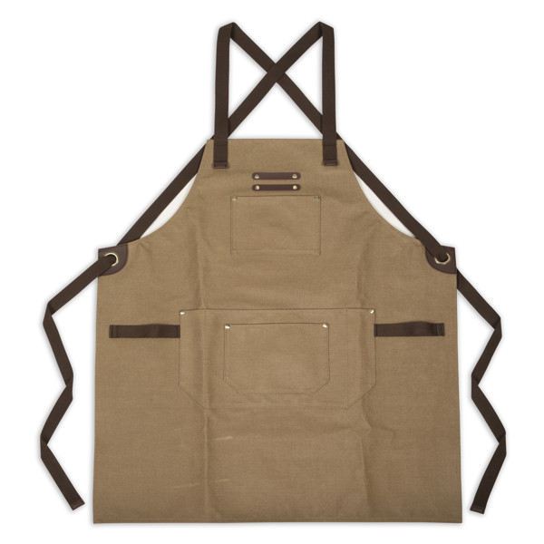 Tablier en toile enduite et cuir