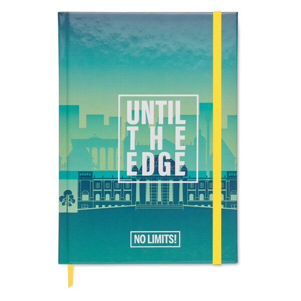 Carnet A5 à couverture rigide en papier avec feuilles imprimées selon votre design - Quadri / Jaune doré / Jaune vif