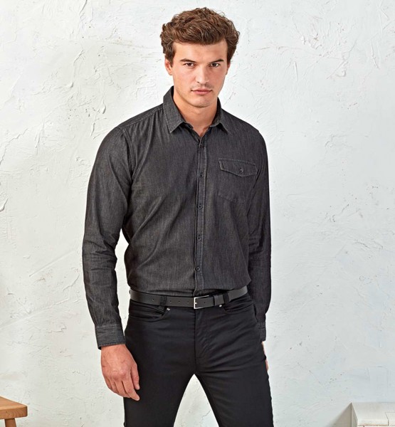 Men’S Jeans Stitch Denim Shirt - Black Denim / S