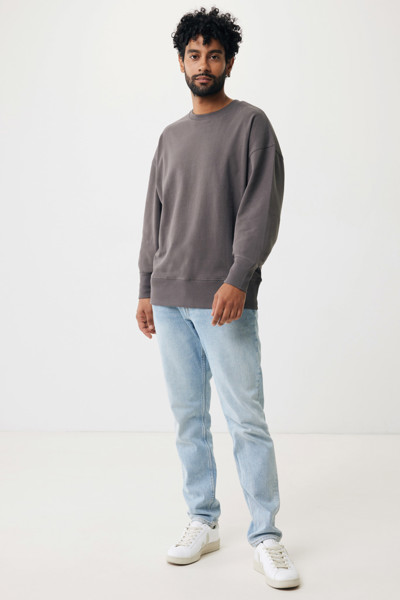 Mikina Iqoniq Kruger relaxed fit z recykl. bavlny - Antracitová / XXL