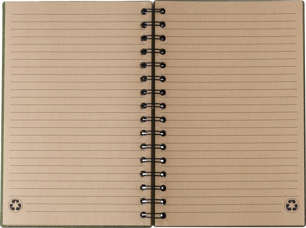 Gerecycled kartonnen notitieboekje Caleb - groen