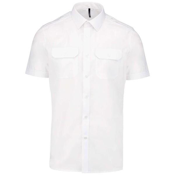 Men's Short-Sleeved Pilot Shirt - White / M