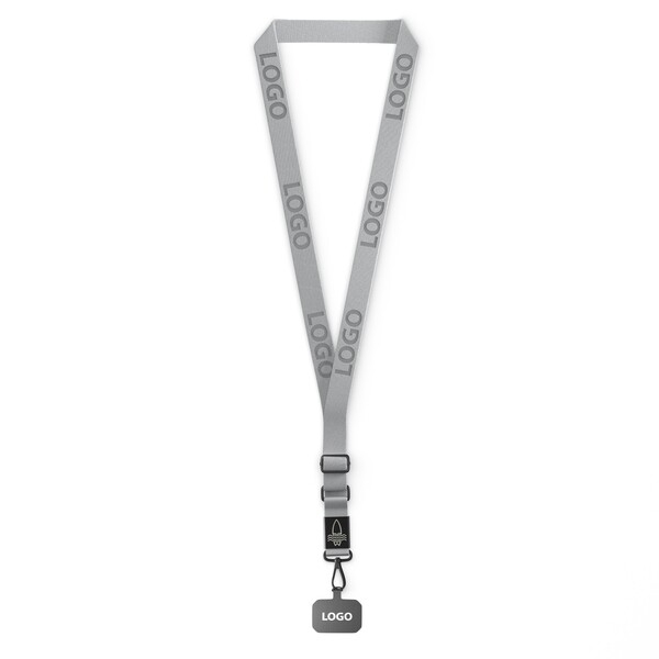 Tkaný crossbody držák na telefon s kovovou destičkou - Šedá / černá