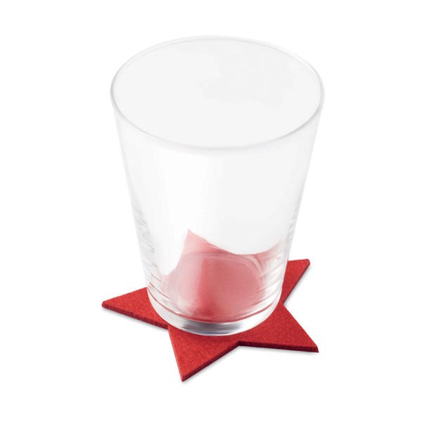 Starguard coaster set RPET, star shape - Red