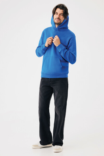 Sweat à capuche en coton recyclé IQONIQ Joshua - Bleu Royal / L