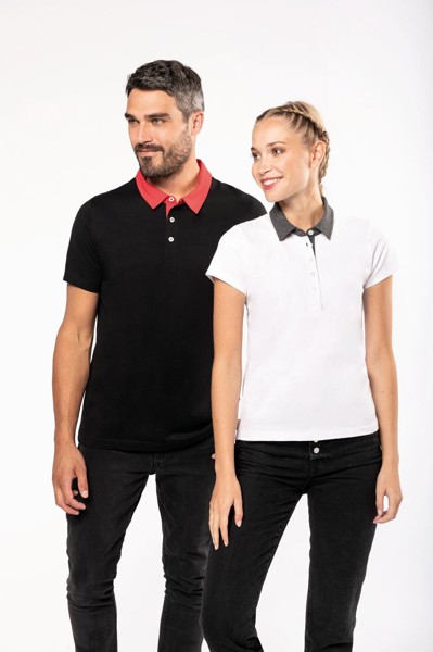 Muška dvobojna polo majica od džerseja - Bijela / Navy / 2XL