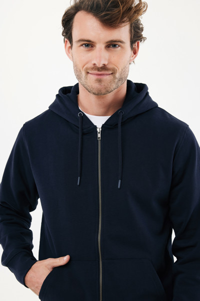Mikina na zip s kapucí IQONIQ Abisko z recykl. bavlny - Námořní Modř / 5XL