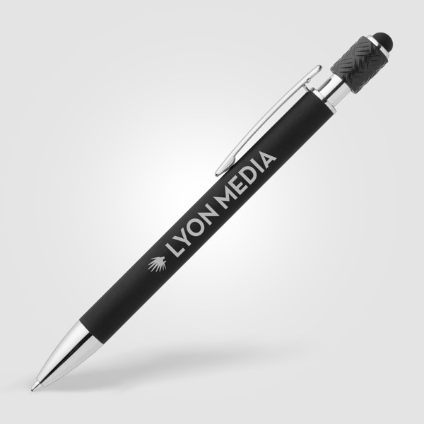 Stylo Wave Spinner Stylus en aluminium - Noir / Jet d’encre 4 couleurs
