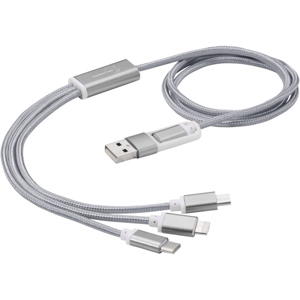 Versatile 5-i-1 opladerkabel - Sølv