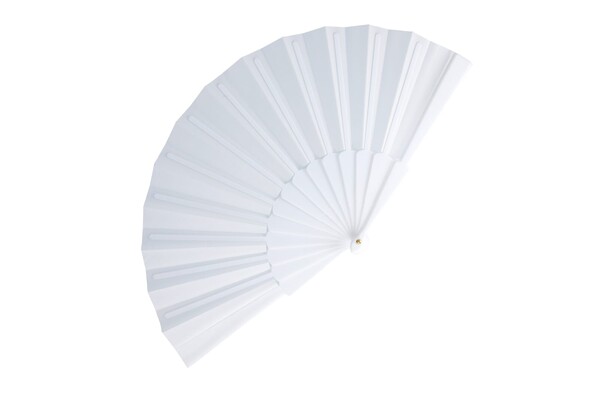 Éventail à main plastique & polyester - Blanc