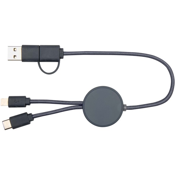 Câble 5 en 1 Citala en plastique recyclé de 30 cm pour la synchronisation des données et la charge rapide de 27 W - Bleu hale
