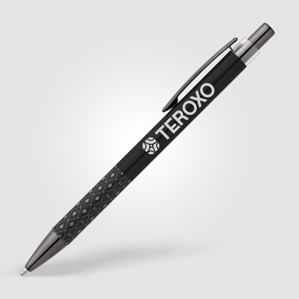 Norin Recycled Aluminium Printed Grip Pen - Black / 4 Colour inkjet