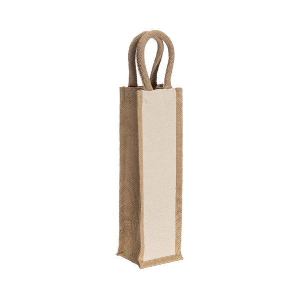 Borsa Portabottiglia In Juta E Cotone Da 280 Gr/M2, Con Manici In Corda