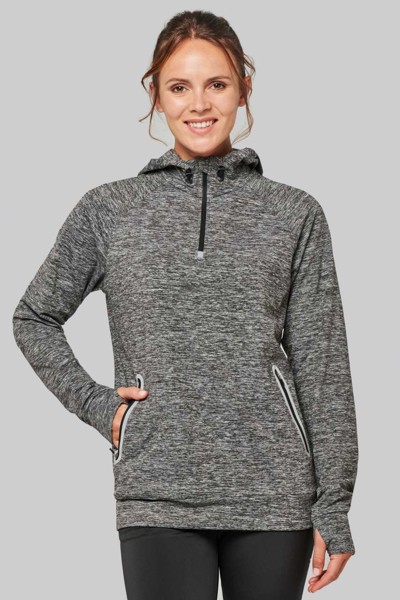 Sportska majica s kapuljačom i patentnim ovratnikom - Crvena / L