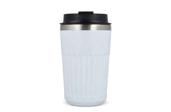 Thermos à café à emporter en acier inoxydable recyclé, 400 ml - Blanc