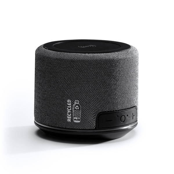 Altavoz inalámbrico personalizado de RPET con base de carga inalámbrica 3W