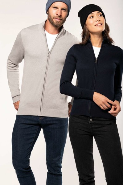 Men's Full Zip Cardigan - Grey Melange / S