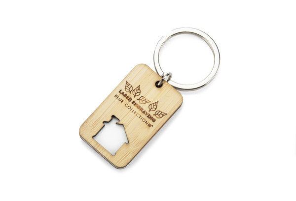 Bamboo keychain CARVE - white