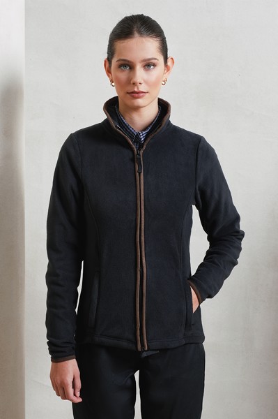 Women's 'Artisan' Fleece Jacket - Moss Green / Brown / L