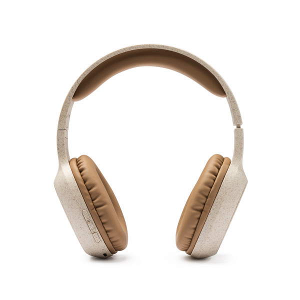 Auriculares inalámbricos personalizados de fibra de trigo con Bluetooth y radio FM
