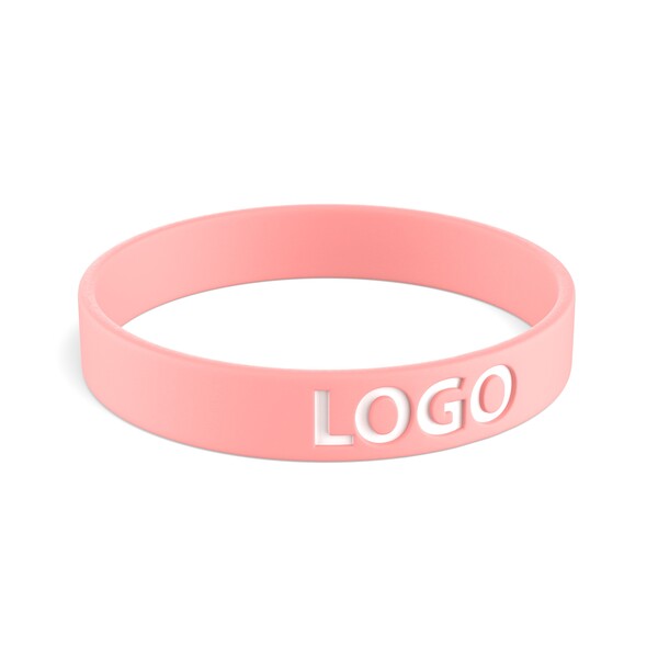 Pulseira de silicone personalizada (12mm width) - Coral Pink / 20x1.2x0.2cm