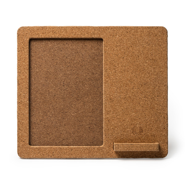 Cargador inalámbrico personalizado de corcho con marco para fotos 10x15 cm