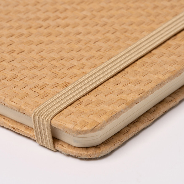 Custom A5 natural straw hardcover notebook with elastic band
