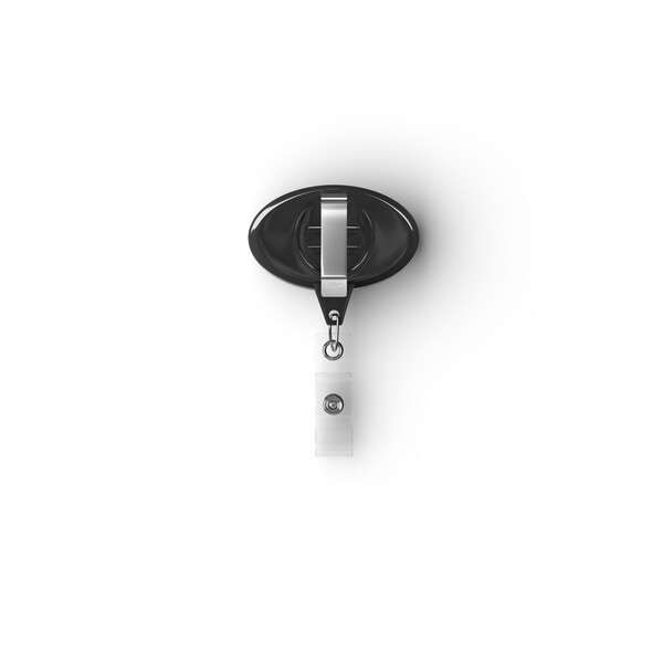 Retractable badge reel in oval shape with logo - Belt Clip