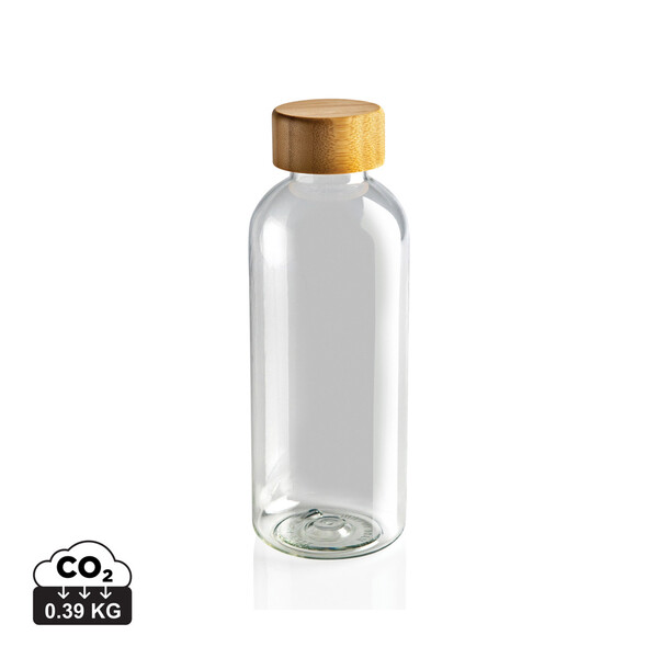 GRS recycled PET fles met bamboe dop - Transparant