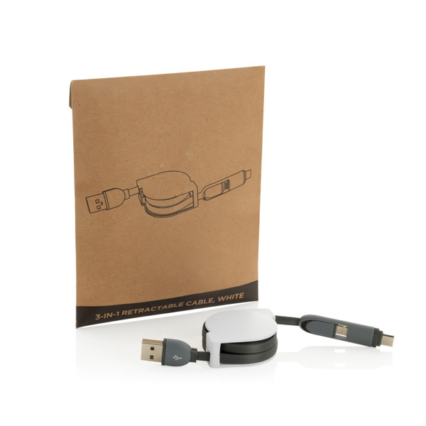 3-in-1 retractable cable - Grey
