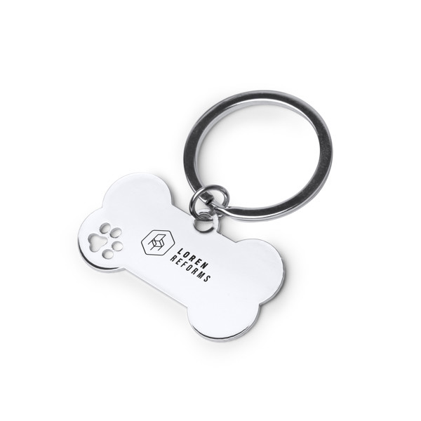 Llavero personalizado de metal con forma de hueso para mascotas