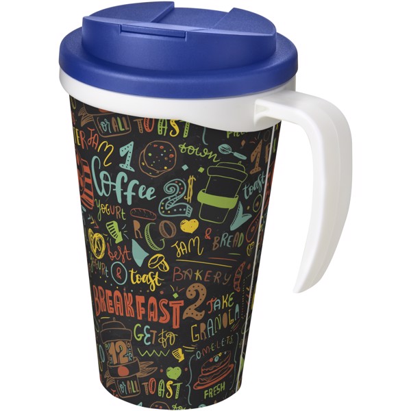 Mug isolant Brite-Americano® Grande 350ml avec couvercle anti fuite - Blanc / Bleu