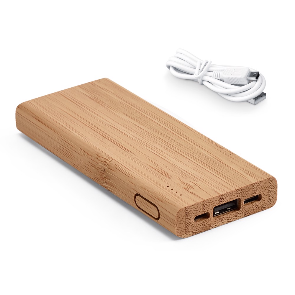 PS - KOHN. 5.000 mAh capacity portable bamboo battery