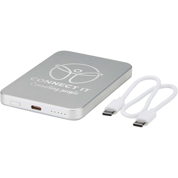 Avis 5000 mAh RCS recycled aluminium magnetic power bank - Silver